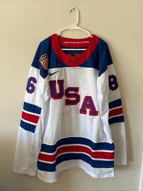 Nike USA White Blue Red Hockey Jersey